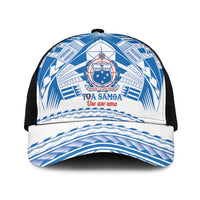 Toa Samoa Rugby Mesh Trucker Cap Uso aso uma Samoan Pattern White - Polynesian Pride