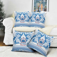 Toa Samoa Rugby Custom Pillow Cover Uso aso uma Samoan Pattern White LT14 - Polynesian Pride