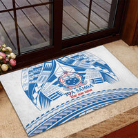 Toa Samoa Rugby Custom Rubber Doormat Uso aso uma Samoan Pattern White - Polynesian Pride