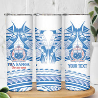 Toa Samoa Rugby Custom Skinny Tumbler Uso aso uma Samoan Pattern White - Polynesian Pride