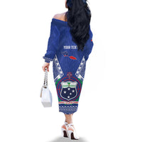 Personalised Samoa 685 Family Matching Off The Shoulder Long Sleeve Dress and Hawaiian Shirt Samoan Pride Coat Of Arms LT14 - Polynesian Pride
