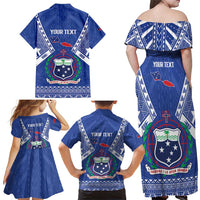 Personalised Samoa 685 Family Matching Off Shoulder Maxi Dress and Hawaiian Shirt Samoan Pride Coat Of Arms - Polynesian Pride