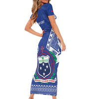 Personalised Samoa 685 Family Matching Short Sleeve Bodycon Dress and Hawaiian Shirt Samoan Pride Coat Of Arms - Polynesian Pride
