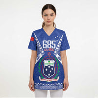 Personalised Samoa 685 Scrub Top Samoan Pride Coat Of Arms - Polynesian Pride