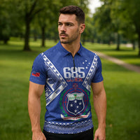 Personalised Samoa 685 Zipper Polo Shirt Samoan Pride Coat Of Arms - Polynesian Pride
