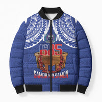 Toa Samoa Rugby Bomber Puffer Jacket 685 Pride Tanoa Ula Fala LT14 Unisex Blue - Polynesian Pride