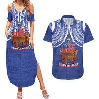 Toa Samoa Rugby Couples Matching Summer Maxi Dress and Hawaiian Shirt 685 Pride Tanoa Ula Fala LT14 Blue - Polynesian Pride
