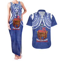 Toa Samoa Rugby Couples Matching Tank Maxi Dress and Hawaiian Shirt 685 Pride Tanoa Ula Fala LT14 Blue - Polynesian Pride