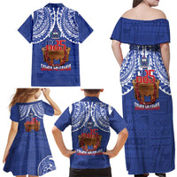 Toa Samoa Rugby Family Matching Off Shoulder Maxi Dress and Hawaiian Shirt 685 Pride Tanoa Ula Fala LT14 - Polynesian Pride