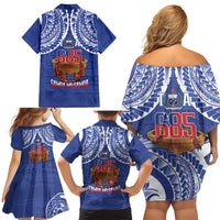 Toa Samoa Rugby Family Matching Off Shoulder Short Dress and Hawaiian Shirt 685 Pride Tanoa Ula Fala - Polynesian Pride