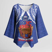 Toa Samoa Rugby Kimono Sleeve Blouse 685 Pride Tanoa Ula Fala LT14 Female Blue - Polynesian Pride