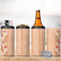 Orange Chiffon Aloha Hawaii Tiki 4 in 1 Can Cooler Tumbler Tropical Plumeria - Seamless Style