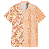 Orange Chiffon Aloha Hawaii Tiki Hawaiian Shirt Tropical Plumeria - Seamless Style