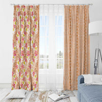 Orange Chiffon Aloha Hawaii Tiki Window Curtain Tropical Plumeria - Seamless Style