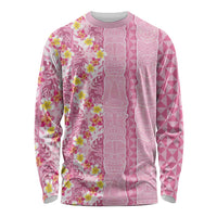 Pastel Magenta Aloha Hawaii Tiki Long Sleeve Shirt Tropical Plumeria - Seamless Style LT14 Unisex Magenta - Polynesian Pride