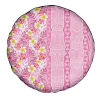 Pastel Magenta Aloha Hawaii Tiki Spare Tire Cover Tropical Plumeria - Seamless Style