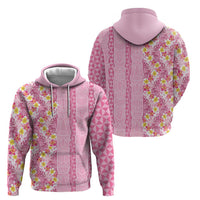 Pastel Magenta Aloha Hawaii Tiki Zip Hoodie Tropical Plumeria - Seamless Style LT14 - Polynesian Pride