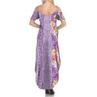 Lush Lilac Aloha Hawaii Tiki Summer Maxi Dress Tropical Plumeria - Seamless Style