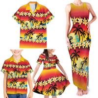 Tropical Islands Sunset Hawaii Family Matching Tank Maxi Dress and Hawaiian Shirt Go Surfing With Hula Girl - Summer Vibes LT14 - Polynesian Pride