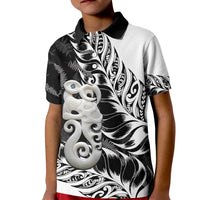 Aotearoa Manaia NZ Maori Silver Fern Kid Polo Shirt LT14 Kid Black - Polynesian Pride