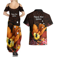 Gude Hi Hai Papua New Guinea Couples Matching Summer Maxi Dress and Hawaiian Shirt Motuan PNG Raggiana Bird of Paradise Tropical Vibes LT14 - Polynesian Pride