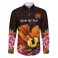Gude Hi Hai Papua New Guinea Family Matching Long Sleeve Bodycon Dress and Hawaiian Shirt Motuan PNG Raggiana Bird of Paradise Tropical Vibes LT14 Dad's Shirt - Long Sleeve Black - Polynesian Pride