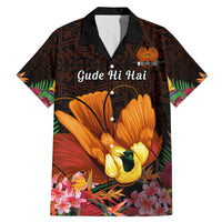 Gude Hi Hai Papua New Guinea Family Matching Mermaid Dress and Hawaiian Shirt Motuan PNG Raggiana Bird of Paradise Tropical Vibes LT14 Dad's Shirt - Short Sleeve Black - Polynesian Pride