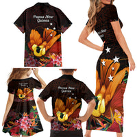 Gude Hi Hai Papua New Guinea Family Matching Short Sleeve Bodycon Dress and Hawaiian Shirt Motuan PNG Raggiana Bird of Paradise Tropical Vibes LT14 - Polynesian Pride