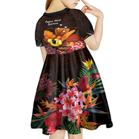 Gude Hi Hai Papua New Guinea Kid Short Sleeve Dress Motuan PNG Raggiana Bird of Paradise Tropical Vibes LT14 - Polynesian Pride