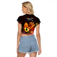 Gude Hi Hai Papua New Guinea Raglan Cropped T Shirt Motuan PNG Raggiana Bird of Paradise Tropical Vibes LT14 - Polynesian Pride