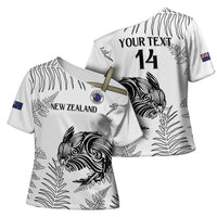 Custom New Zealand Kiwi Football Cross Shoulder Shirt Aotearoa Silver Fern LT14 - Polynesian Pride