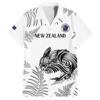 Custom New Zealand Kiwi Football Family Matching Summer Maxi Dress and Hawaiian Shirt Aotearoa Silver Fern LT14 Dad's Shirt - Short Sleeve White - Polynesian Pride