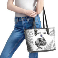 Custom New Zealand Kiwi Football Leather Tote Bag Aotearoa Silver Fern LT14 - Polynesian Pride