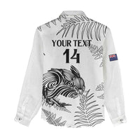 Custom New Zealand Kiwi Football Women Casual Shirt Aotearoa Silver Fern LT14 - Polynesian Pride