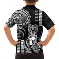 Hawaii Ku God Family Matching Short Sleeve Bodycon Dress and Hawaiian Shirt Kakau Mix Polynesian Tattoo