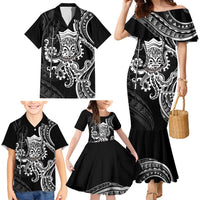 Black Hawaii Kanaloa God Family Matching Mermaid Dress and Hawaiian Shirt Hawaiian Octopus LT14 - Polynesian Pride