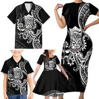 Black Hawaii Kanaloa God Family Matching Short Sleeve Bodycon Dress and Hawaiian Shirt Hawaiian Octopus LT14 - Polynesian Pride