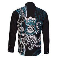 Turquoise Hawaii Kanaloa God Family Matching Off The Shoulder Long Sleeve Dress and Hawaiian Shirt Hawaiian Octopus