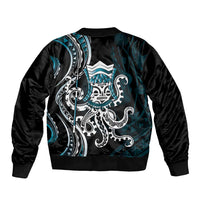 Turquoise Hawaii Kanaloa God Sleeve Zip Bomber Jacket Hawaiian Octopus