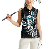 Turquoise Hawaii Kanaloa God Women Sleeveless Polo Shirt Hawaiian Octopus LT14 - Polynesian Pride
