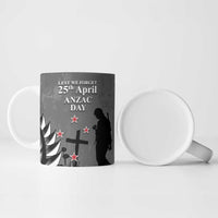 New Zealand ANZAC Day Ceramic Mug 25th April Silver Fern With Poppy - Polynesian Pride