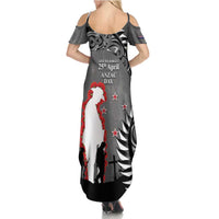 New Zealand ANZAC Day Summer Maxi Dress 25th April Silver Fern With Poppy LT14 - Polynesian Pride
