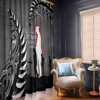 New Zealand ANZAC Day Window Curtain 25th April Silver Fern With Poppy LT14 - Polynesian Pride