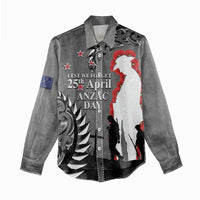 New Zealand ANZAC Day Women Casual Shirt 25th April Silver Fern With Poppy LT14 - Polynesian Pride