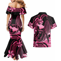 Aloha Hawaii Maui Couples Matching Mermaid Dress and Hawaiian Shirt Valley Isle Humpback Whale Black