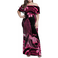 Aloha Hawaii Maui Family Matching Off Shoulder Maxi Dress and Hawaiian Shirt Valley Isle Humpback Whale Black