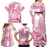 Aloha Hawaii Maui Family Matching Off Shoulder Maxi Dress and Hawaiian Shirt Valley Isle Humpback Whale White