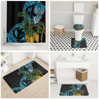 Turquoise New Zealand Kowhai And Piwakawaka Bathroom Set Maori Ngaru Paua Shell - Polynesian Pride