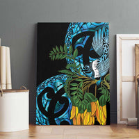 Turquoise New Zealand Kowhai And Piwakawaka Canvas Wall Art Maori Ngaru Paua Shell