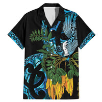 Turquoise New Zealand Kowhai And Piwakawaka Family Matching Mermaid Dress and Hawaiian Shirt Maori Ngaru Paua Shell